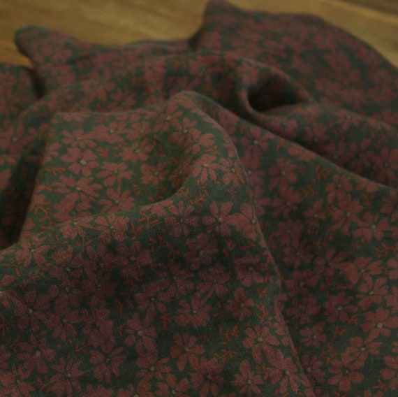 Print floral linen fabric by the yard