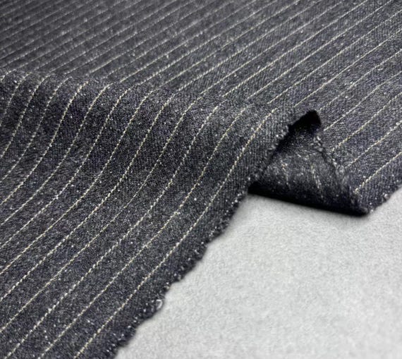 Striped silk wool fabric by the yard