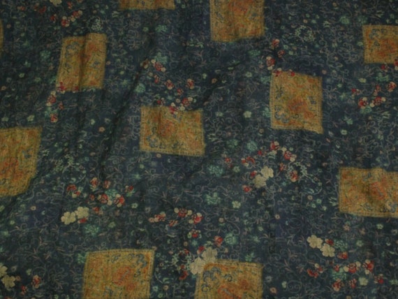 Print floral linen fabric by the yard