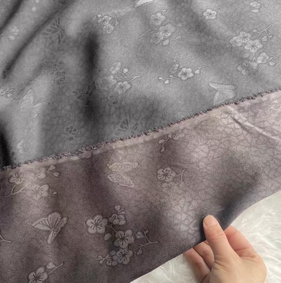 Jacquard Gambiered silk fabric by the yard