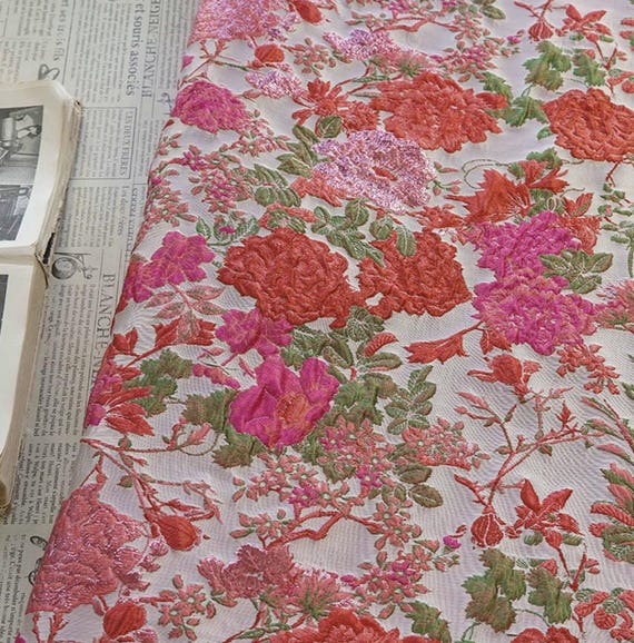 Jacquard brocade fabric by the yard