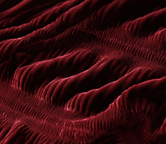 Textured crinkled velvet fabric by the yard