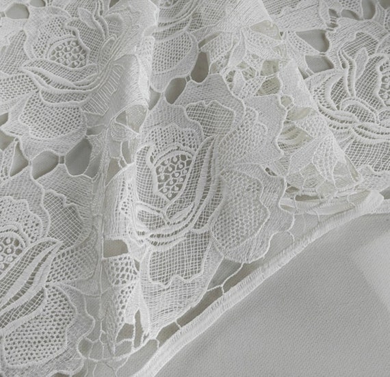 Flowers Embroidery guipure fabric By the yard