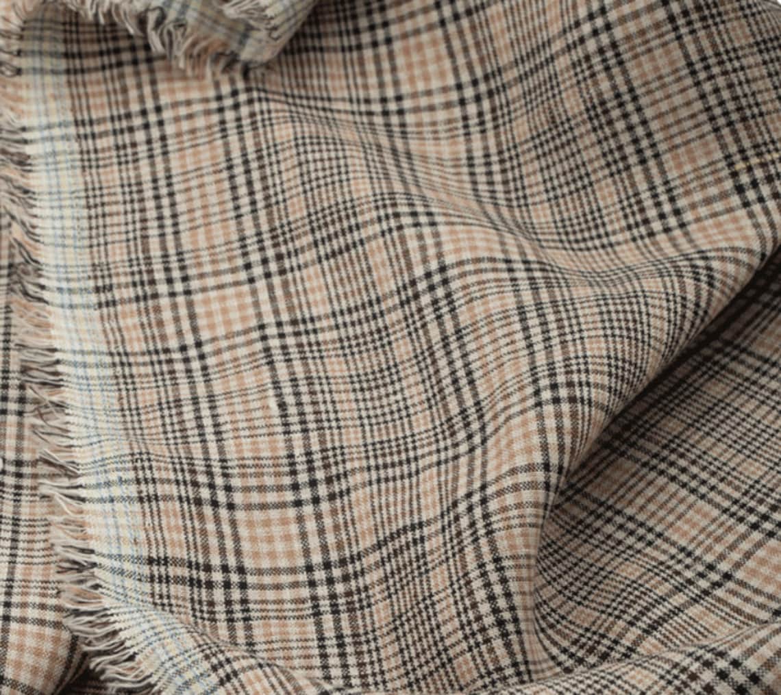 Plaid Linen Fabric by the Yard Etsy UK