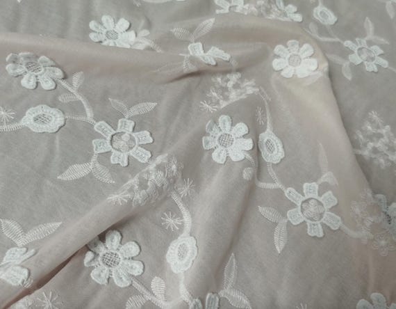 3D Embroidery fabric, Cotton Embroidery fabric, Flower Embroidery Sold by Meter