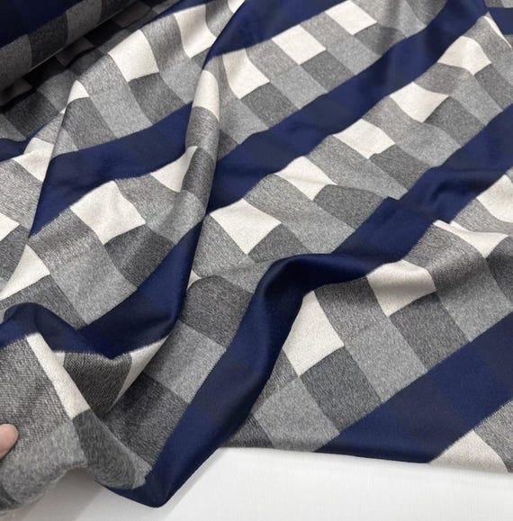 Plaid wool fabric by the yard