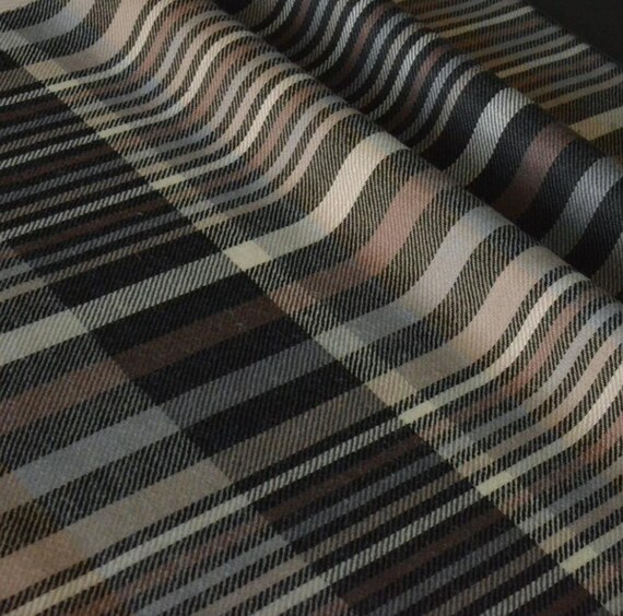 Plaid Striped Wool fabric by the yard