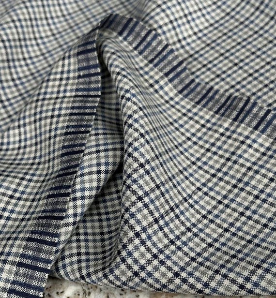 Plaid silk wool fabric, worsted suiting trousers fabric by the yard