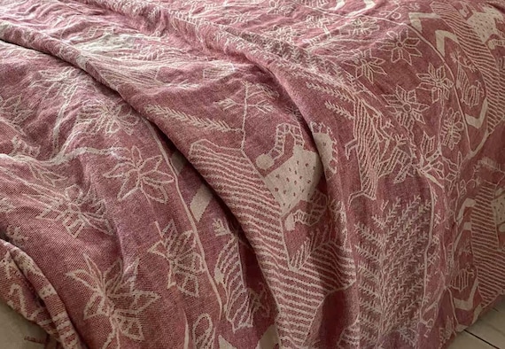 Extra Wide Jacquard Linen Fabric by the yard - 280cm Wide