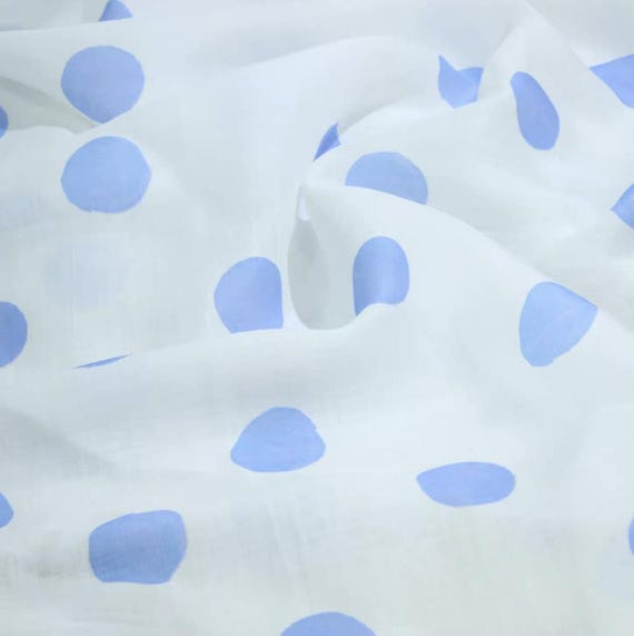 Polka Dots Print ramie fabric by the yard