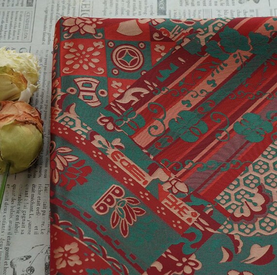 Jacquard brocade fabric by the yard