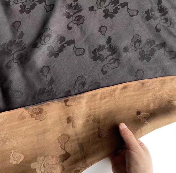Floral Jacquard Gambiered silk fabric by the yard