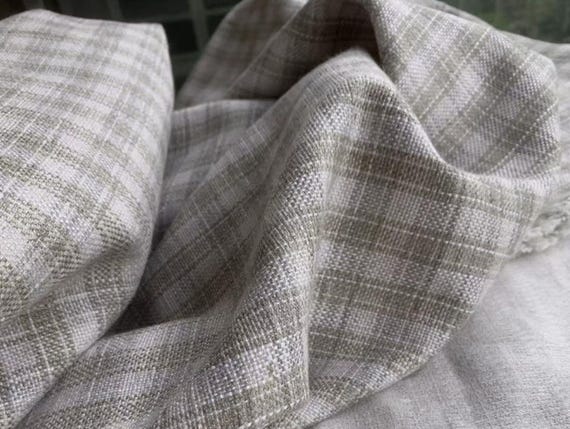 Heavy Weight plaid linen fabric by the yard Upholstery Fabric