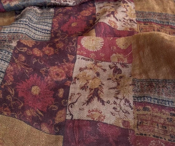 Print floral linen fabric by the yard