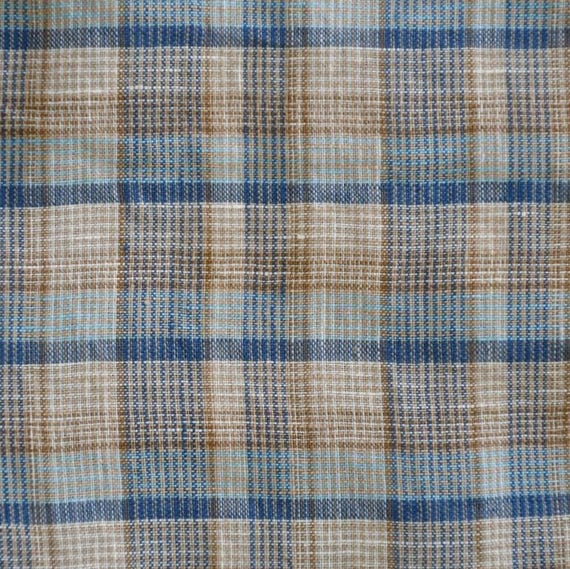 Plaid Yarn dyed linen fabric by the yard