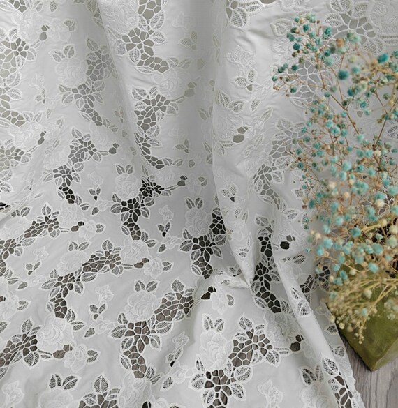 Embroidery cotton fabric By the yard