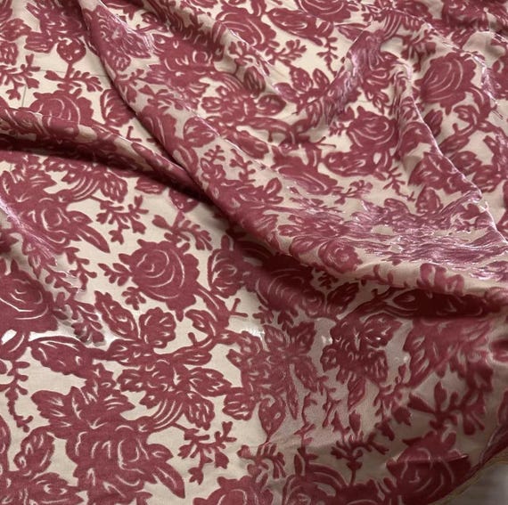 Floral velvet silk fabric by the yard