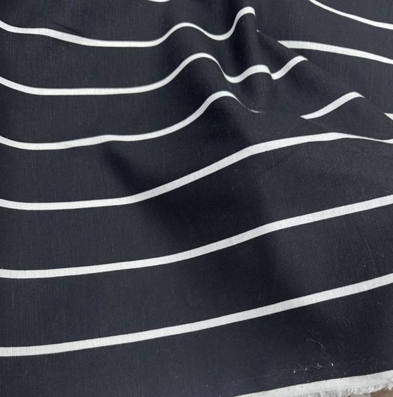 Striped Print Linen cotton fabric by the yard