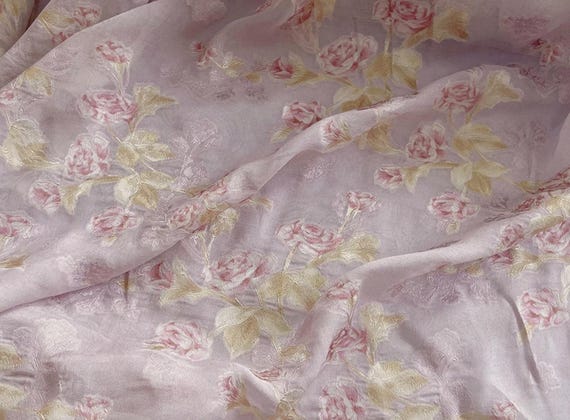 Jacquard floral silk fabric by the yard #257143