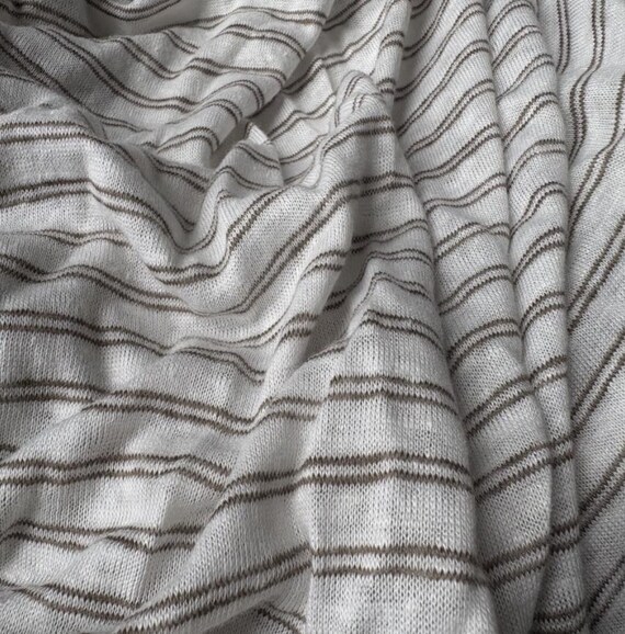 Striped Knit linen jersey fabric by the yard