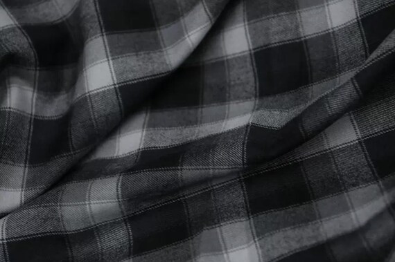 Plaid gingham grid checkered wool fabric by the yard
