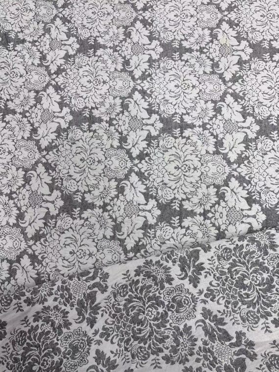 Jacquard Floral Linen Cotton Fabric By The Yard