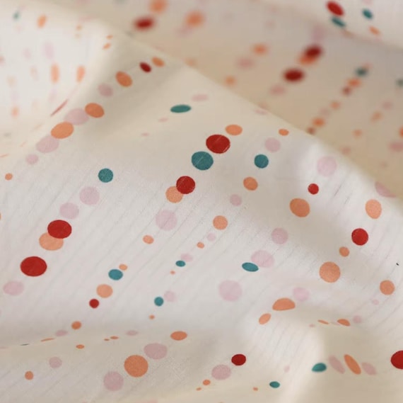 Polka dots striped cotton fabric by the yard