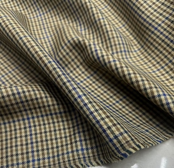 Houndstooth worsted wool fabric by the yard