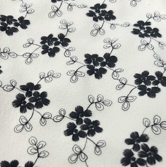 Flowers Embroidery fabric by the yard