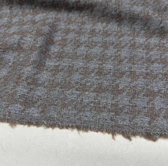 Houndstooth jacquard wool fabric by the yard