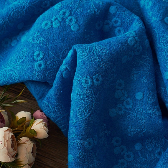 Tissu lin en lin Tissu bleu broderie, tissu lin coton par yard brodé 14b16d Tissu lin en lin Tissu bleu broderie, tissu lin coton par yard brodé 14b16d