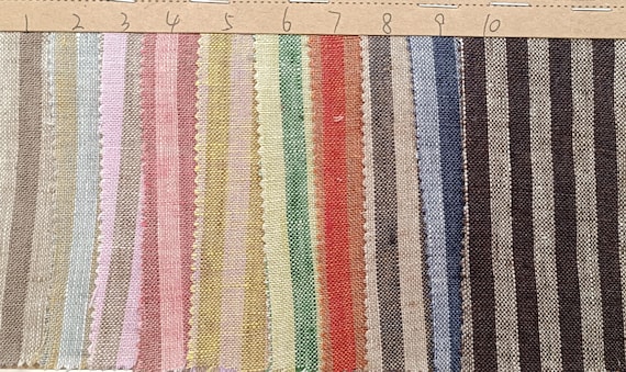 Striped linen fabric by the yard