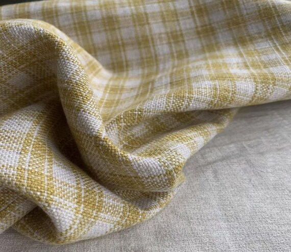 Heavy Weight plaid linen fabric by the yard Upholstery Fabric