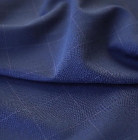 Plaid worsted wool fabric, grid gingham checkered wool fabric by the yard