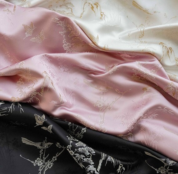 Jacquard floral fabric by the yard