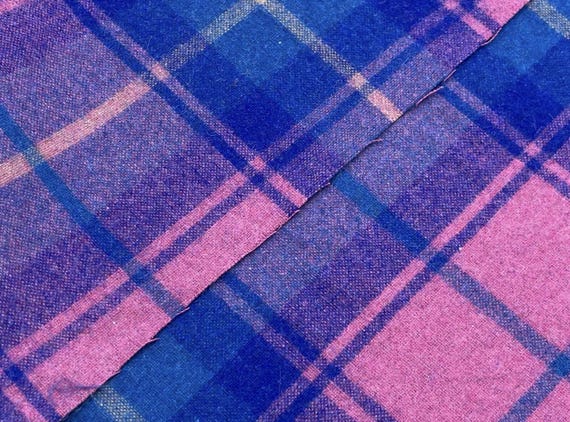 Plaid wool fabric by the yard