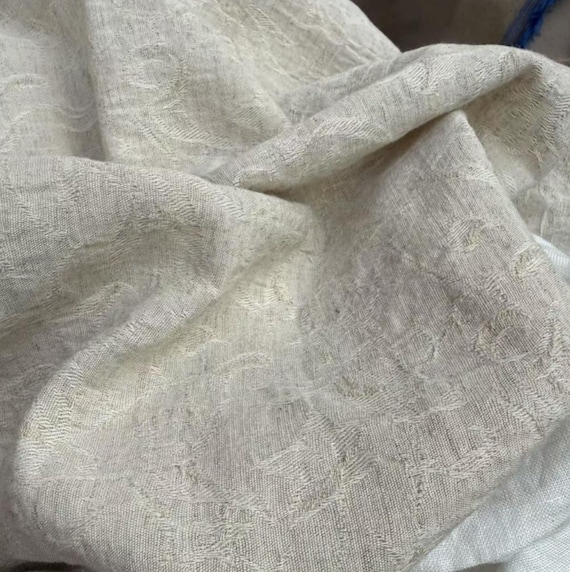 Jacquard linen cotton fabric by the yard