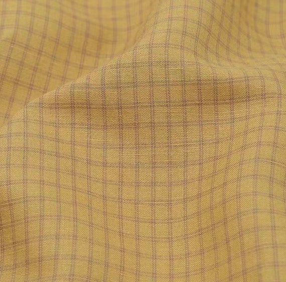 Plaid linen tencel fabric by the yard