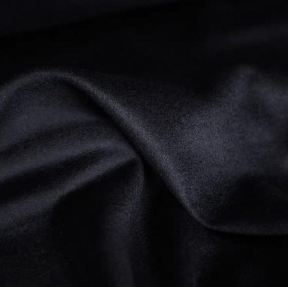 Black Cashmere wool fabric by the yard