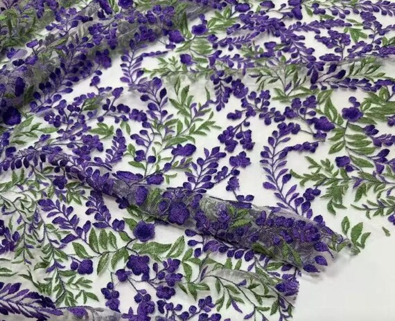 3D Embroidery flowers mesh lace fabric by the yard