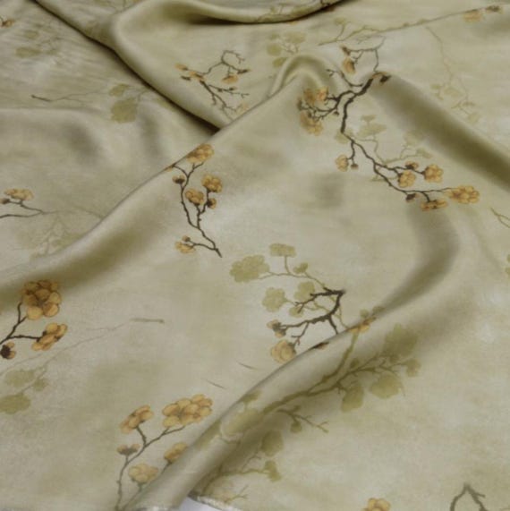 Floral cupra cupro fabric by the yard