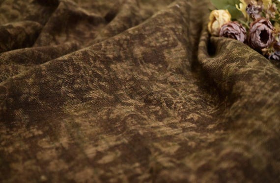 Print floral linen fabric by the yard