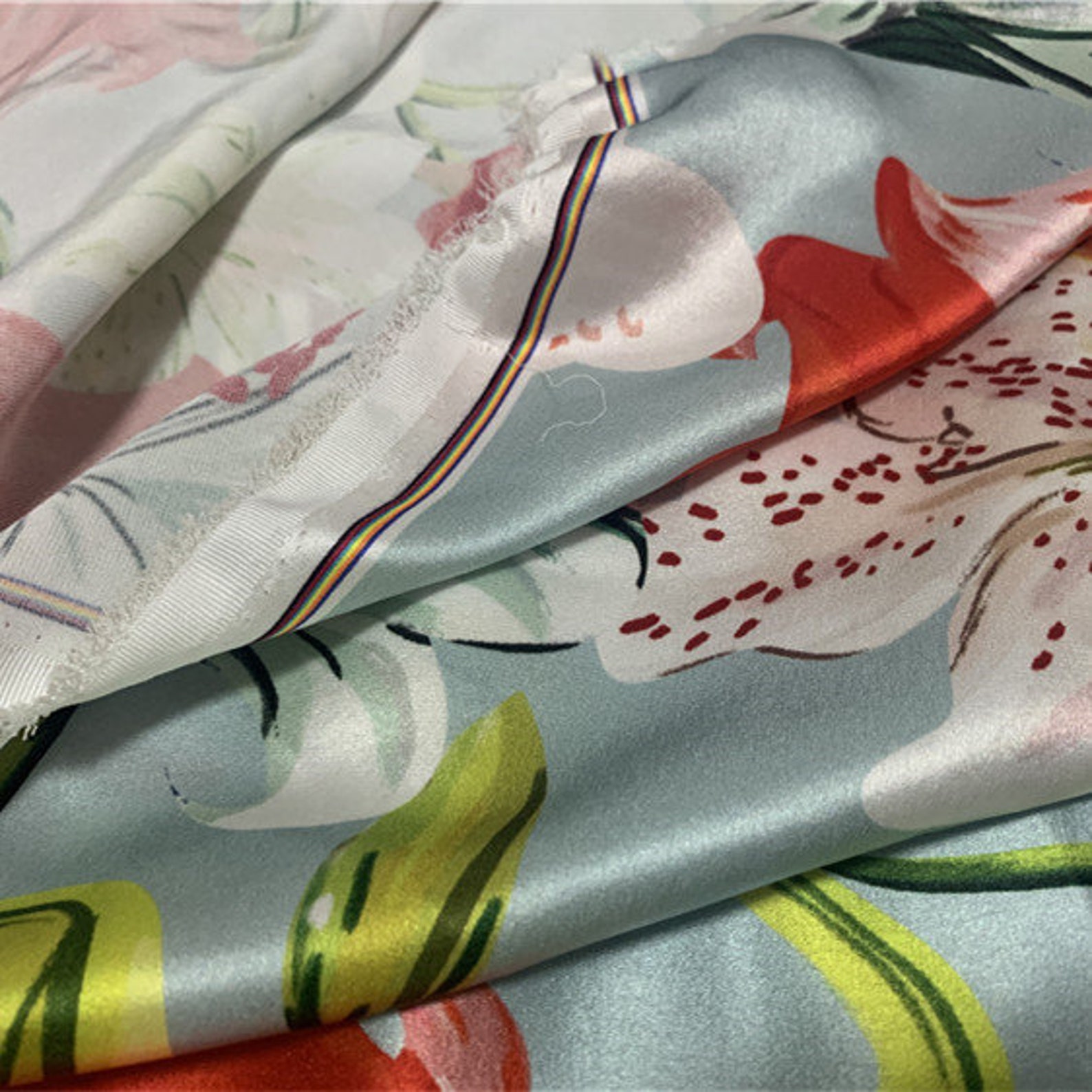 Floral Print triacetate fabric by the yard Etsy