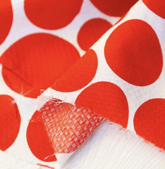Polka Dots Print Textured cotton fabric by the yard