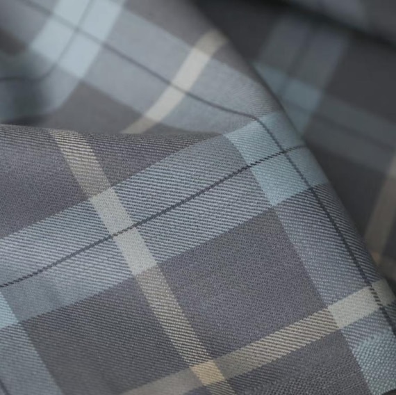 Plaid worsted wool fabric by the yard