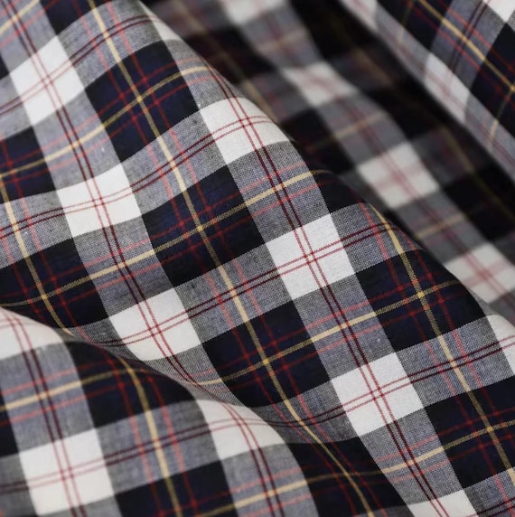 Plaid cotton fabric by the yard