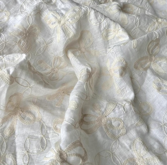Embroidery linen fabric by the yard