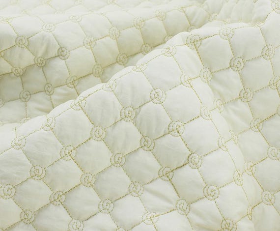 Embroidered Textured quilted padded fabric by the yard