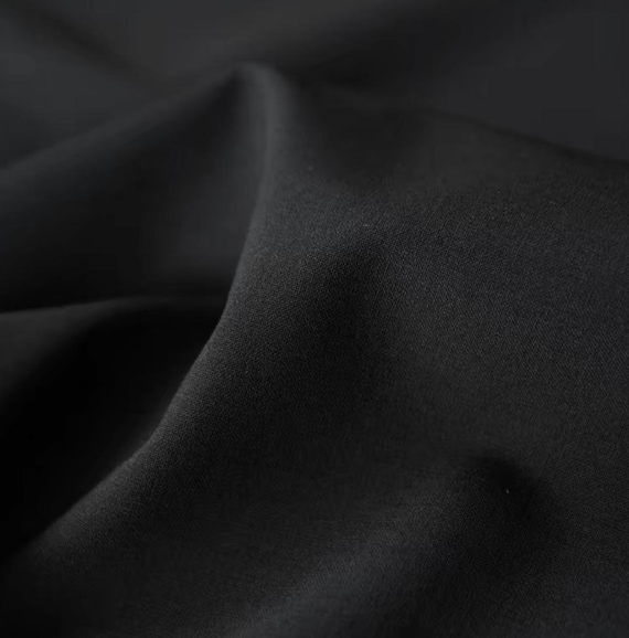 Black Worsted Wool fabric by the yard SUITING Fabric