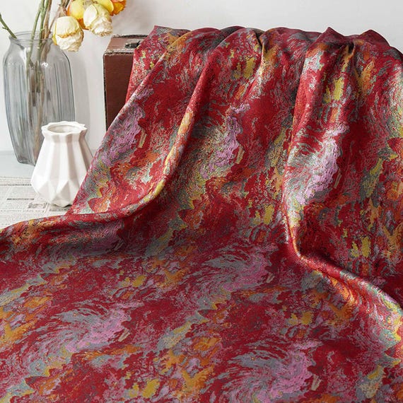 Jacquard brocade fabric by the yard